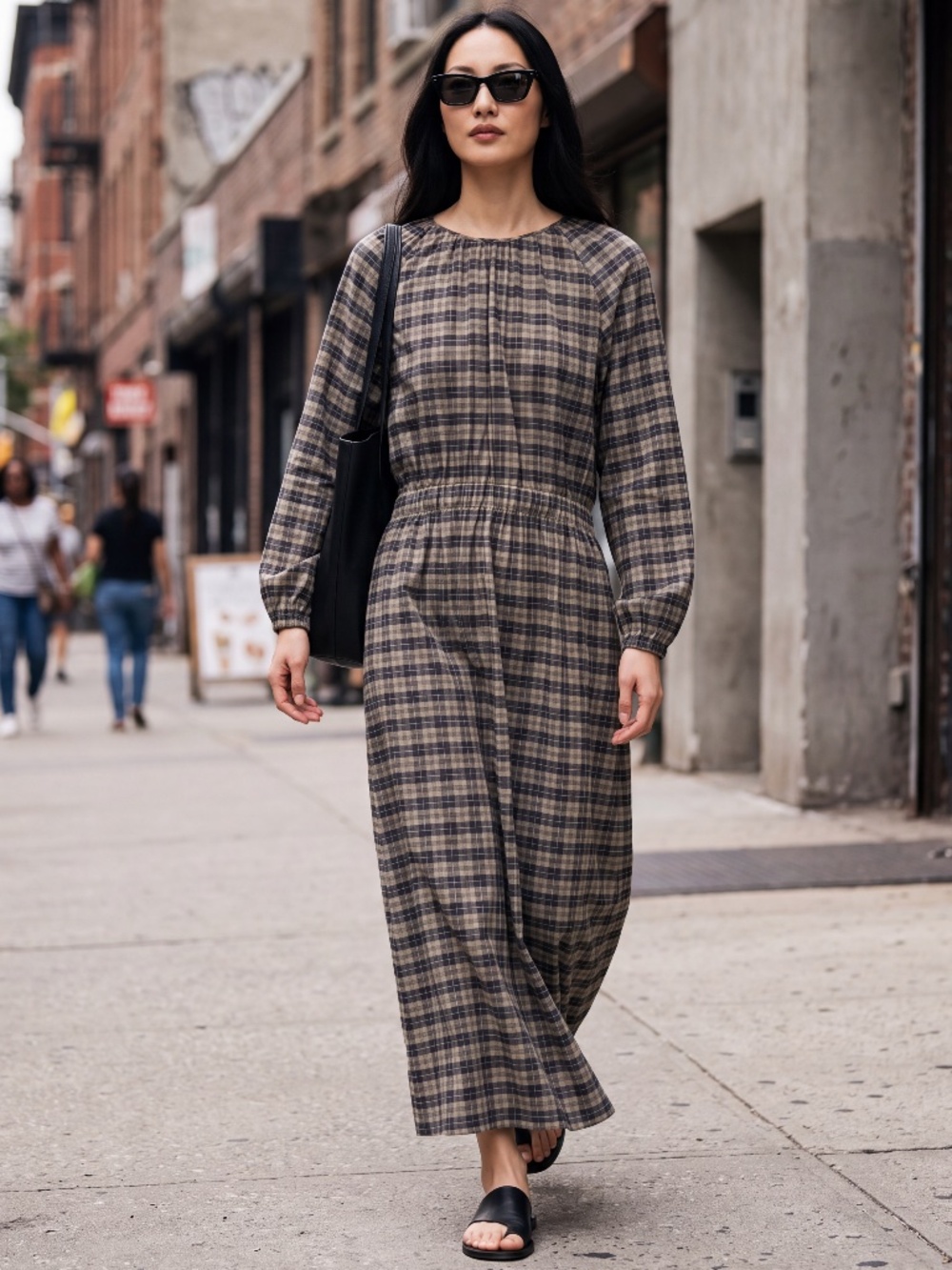 Kate Spade olive green plaid maxi dress size x small